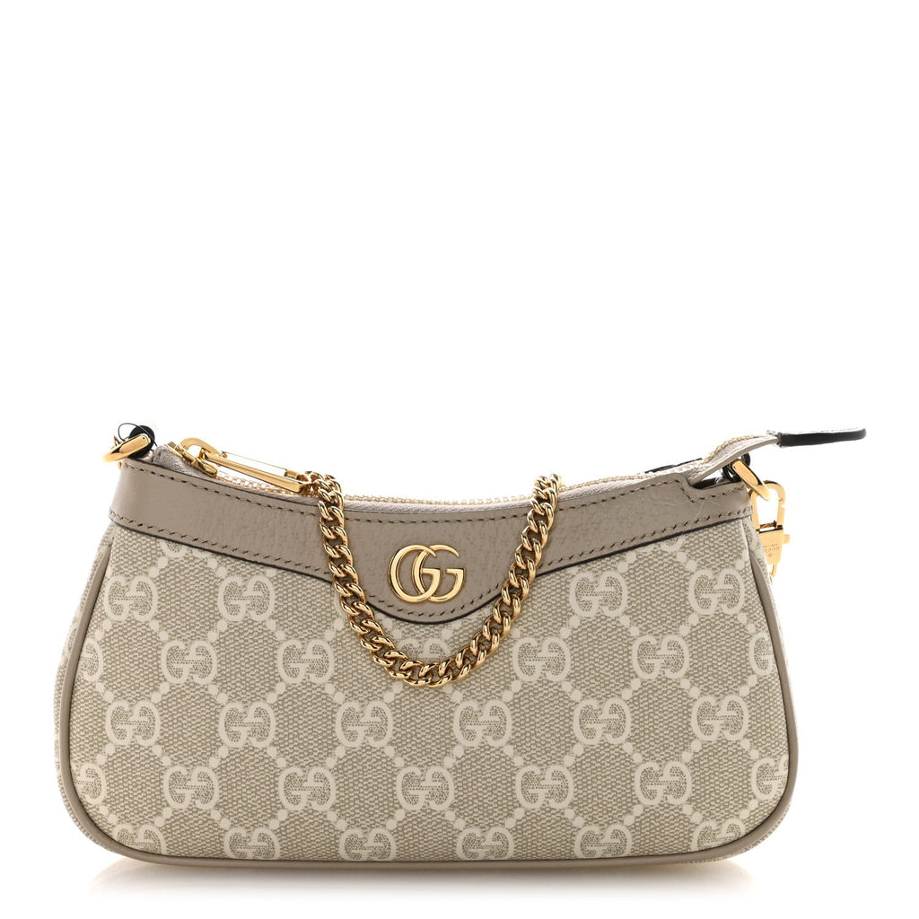 GG Supreme Monogram Textured Dollar Calfskin Web Mini Ophidia GG Handbag Beige Mystic White Oatmeal product image 1,