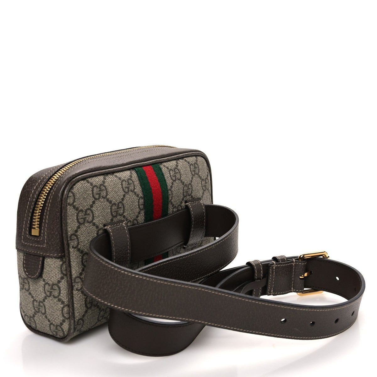 GG Supreme Monogram Web Small Ophidia Belt Bag 85 34 Dark Brown product image 3, provided for visual reference and product