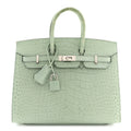 Matte Alligator Birkin Sellier 25 Vert D'eau product image 1, provided for visual reference and product detail review
