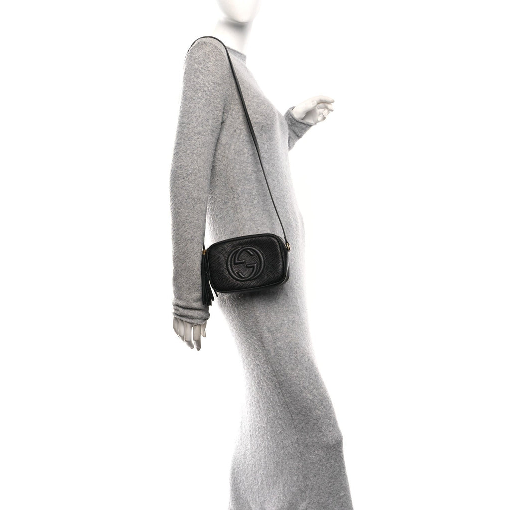 Pebbled Calfskin Mini Soho Disco Bag Black product image 2, provided for visual reference and product detail review