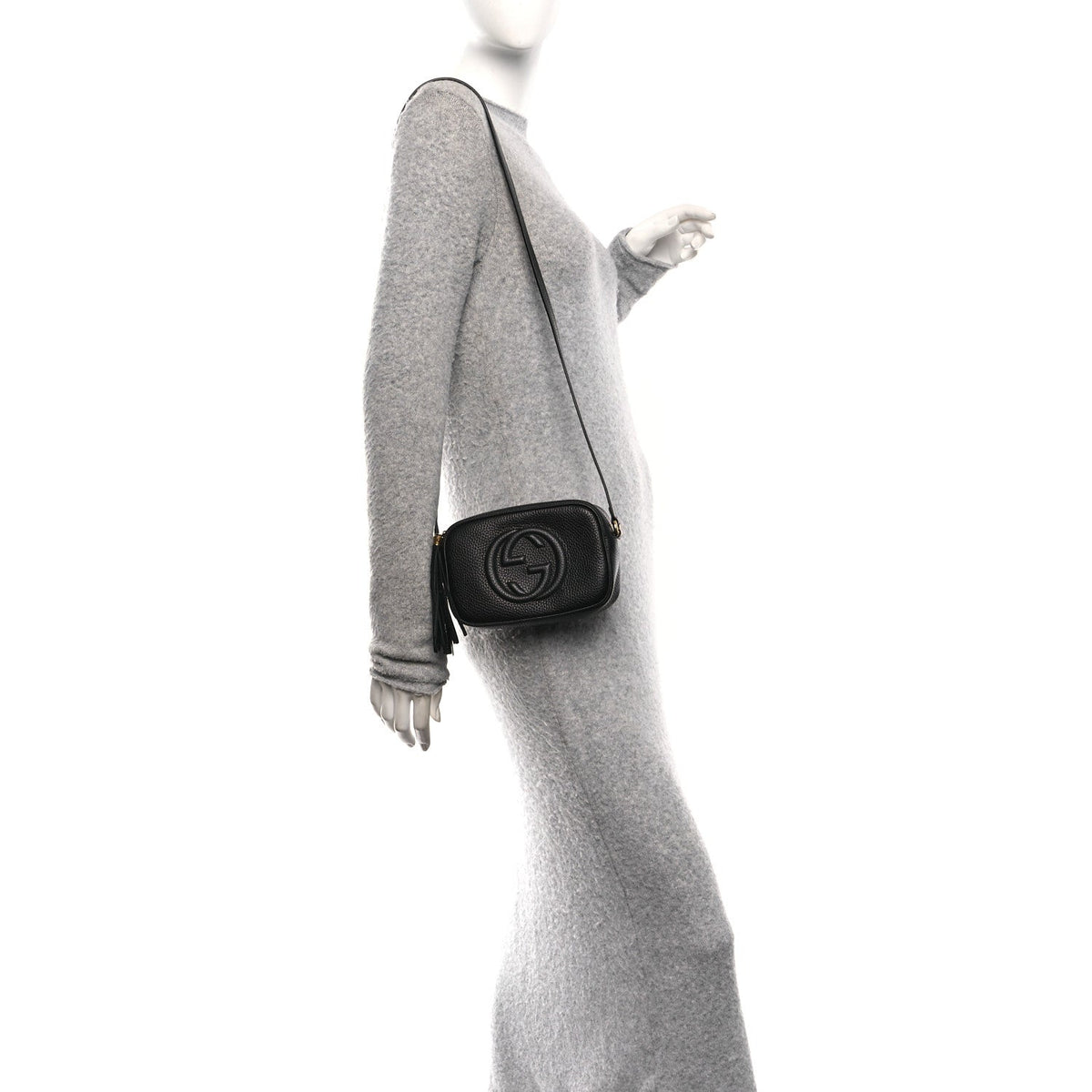 Pebbled Calfskin Mini Soho Disco Bag Black product image 2, provided for visual reference and product detail review