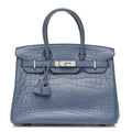 Matte Porosus Crocodile Birkin 30 Bleu Brighton product image 1, provided for visual reference and product detail review
