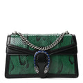 Snakeskin Enamel Small Dionysus Shoulder Bag Green product image 1, provided for visual reference and product detail review