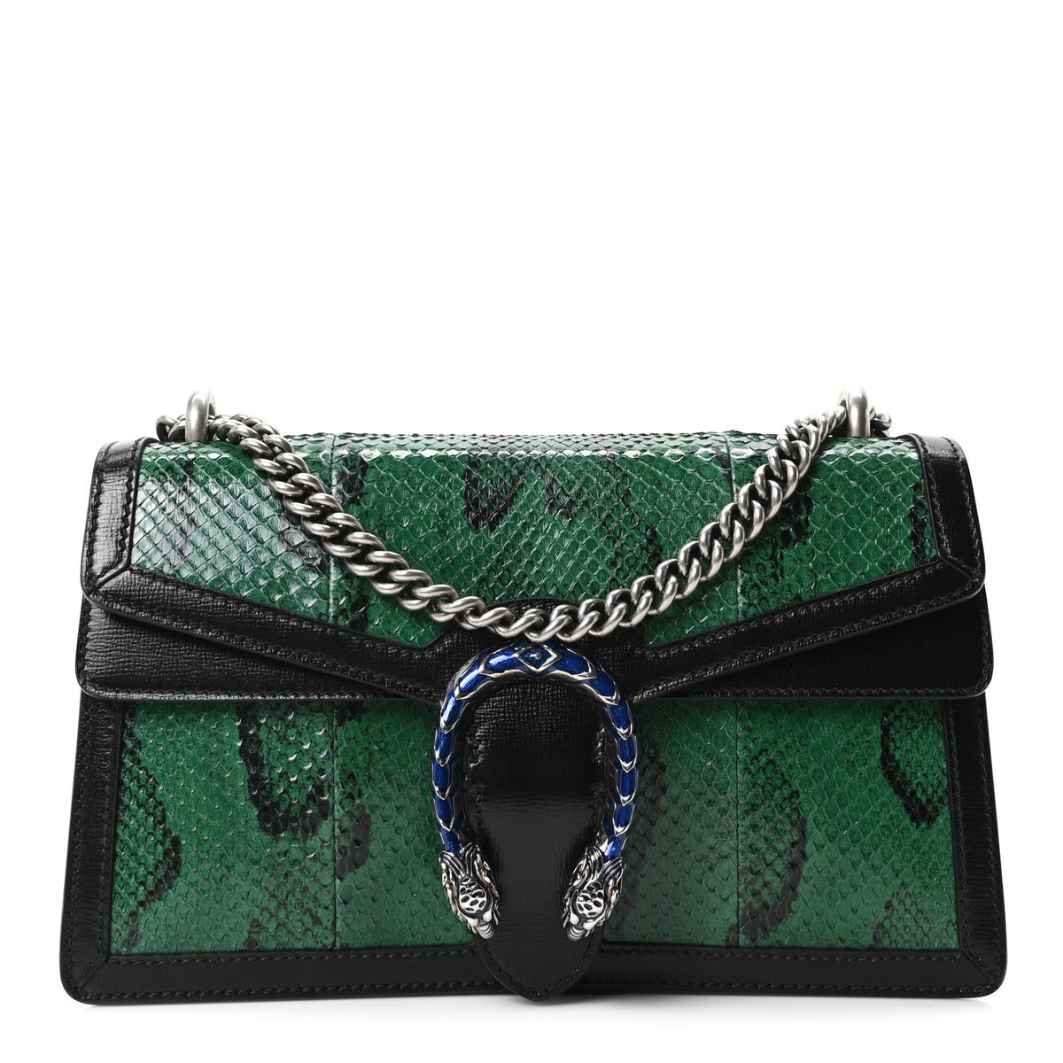 Snakeskin Enamel Small Dionysus Shoulder Bag Green product image 1, provided for visual reference and product detail review