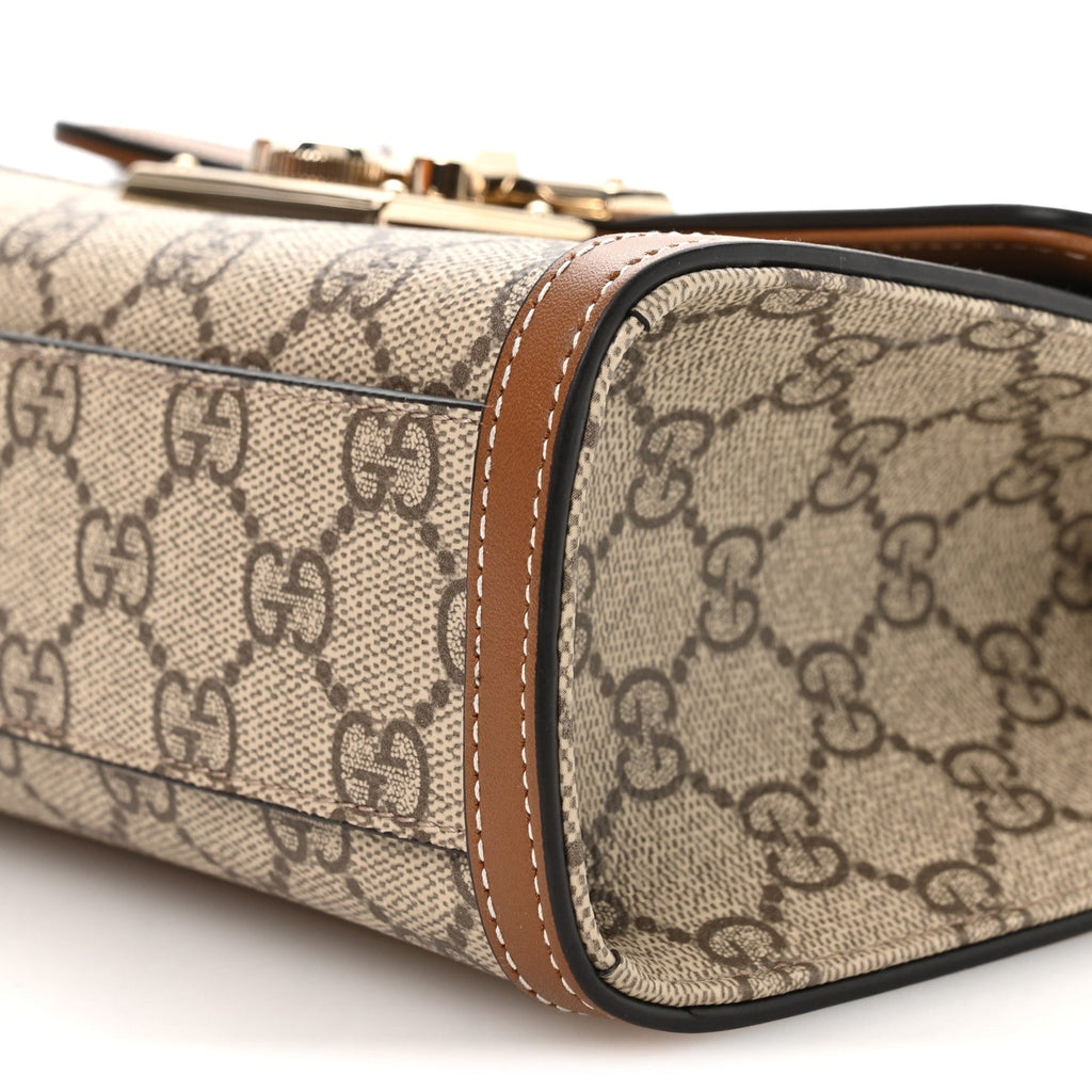 GG Supreme Monogram Small Padlock Top Handle Shoulder Bag Beige Ebony Dark Brown product image 10, provided for visual