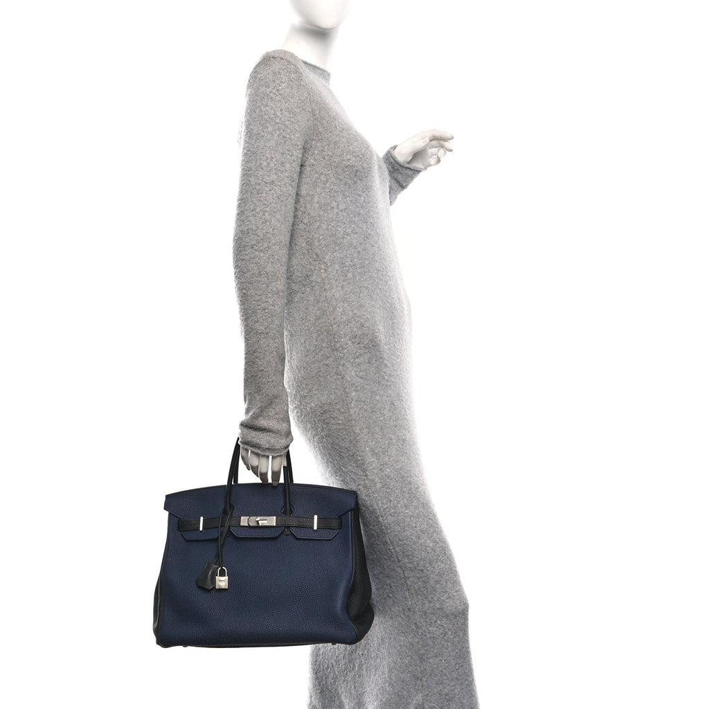 Togo Bi-Color Horseshoe Birkin 35 Bleu Nuit Black product image 2, provided for visual reference and product detail review