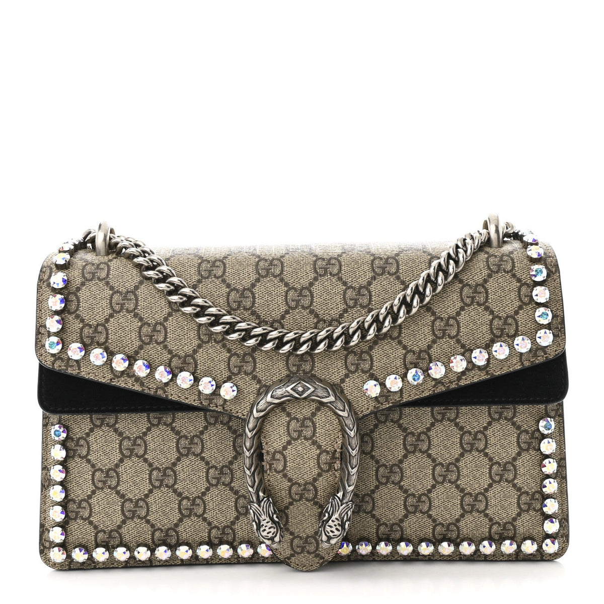 GG Supreme Monogram Crystal Small Dionysus Shoulder Bag Black product image 1, provided for visual reference and product