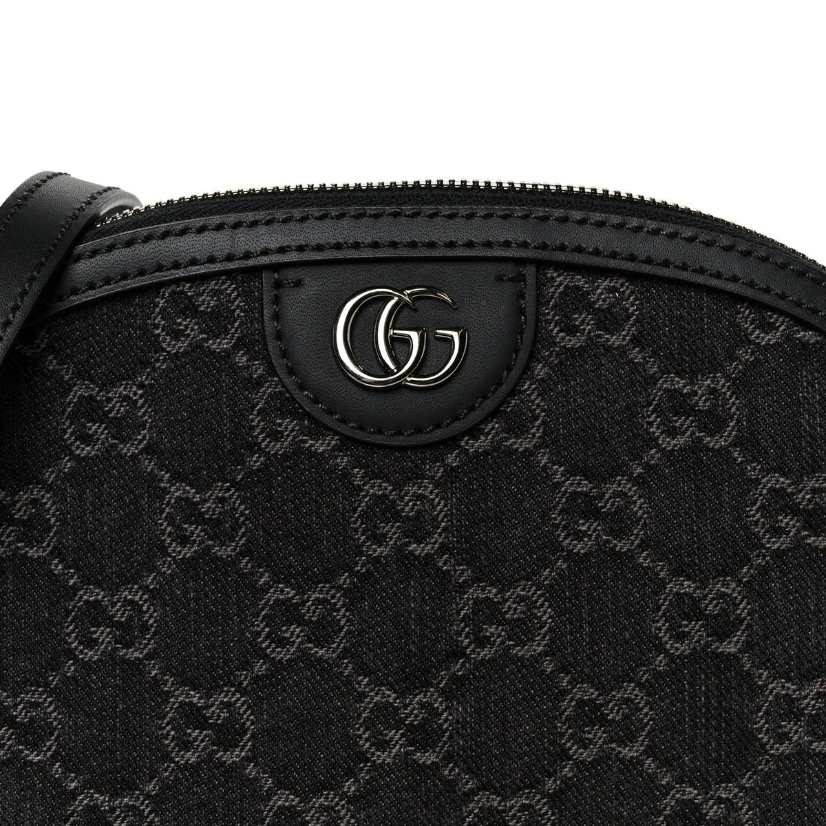 Denim Cuoio Harness GG Monogram Small Ophidia Dome Shoulder Bag Black Medium Grey product image 8, provided for visual