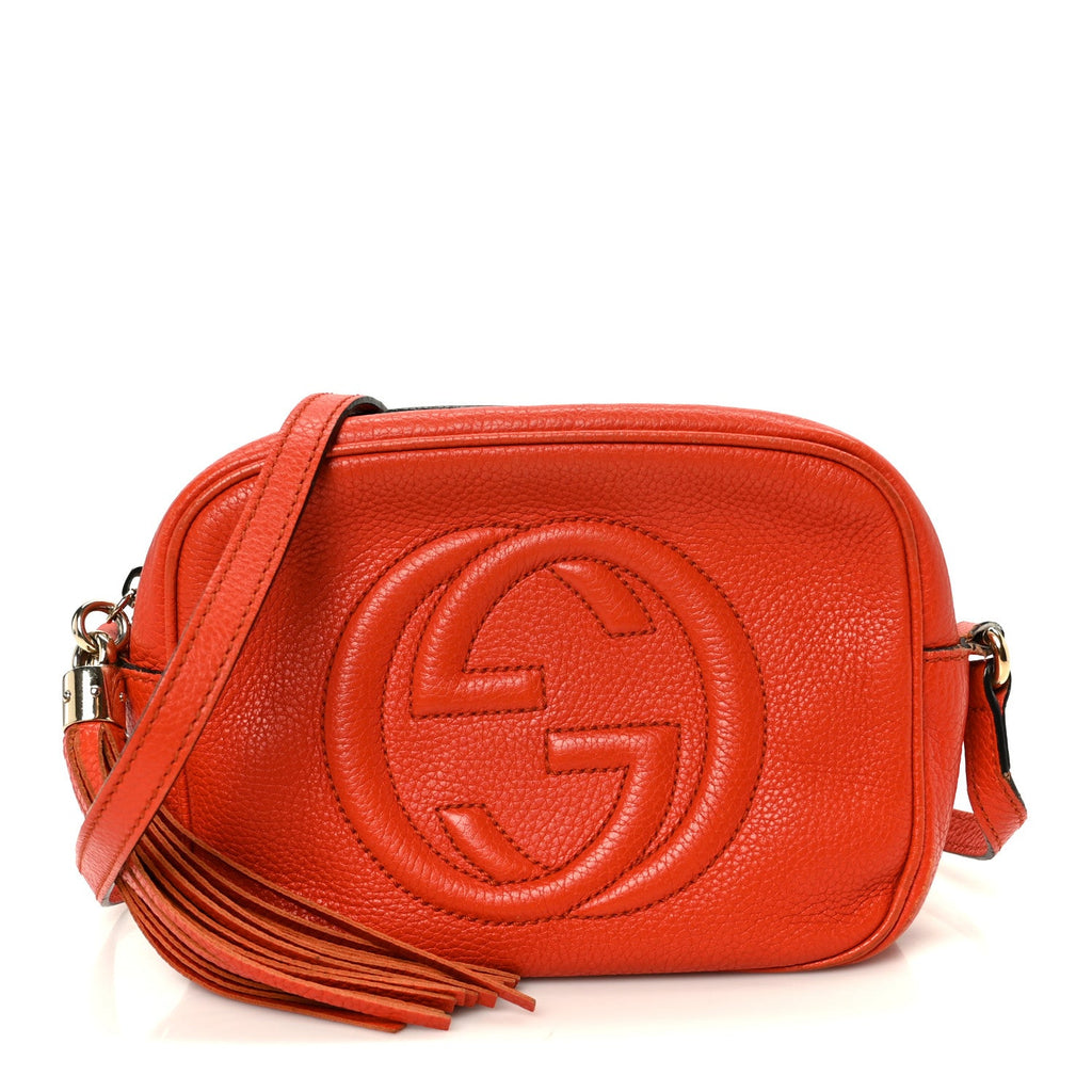 Pebbled Calfskin Small Soho Disco Bag Sun Orange product image 1, provided for visual reference and product detail review