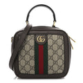 GG Supreme Monogram Textured Dollar Calfskin Mini Ophidia Top Handle Square Shoulder Bag Beige Ebony New Acero product image