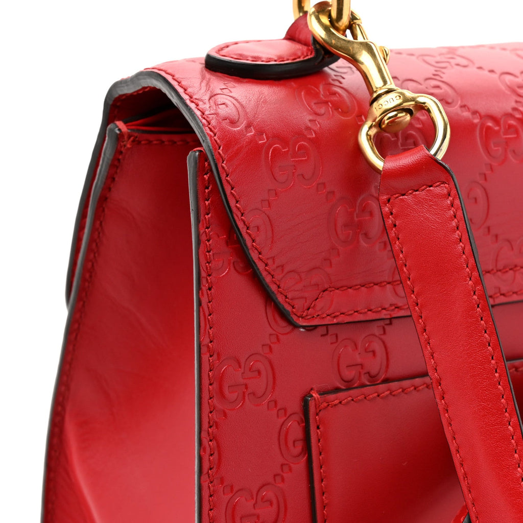 Guccissima Signature Small Padlock Top Handle Bag Hibiscus Red product image 16, provided for visual reference and product
