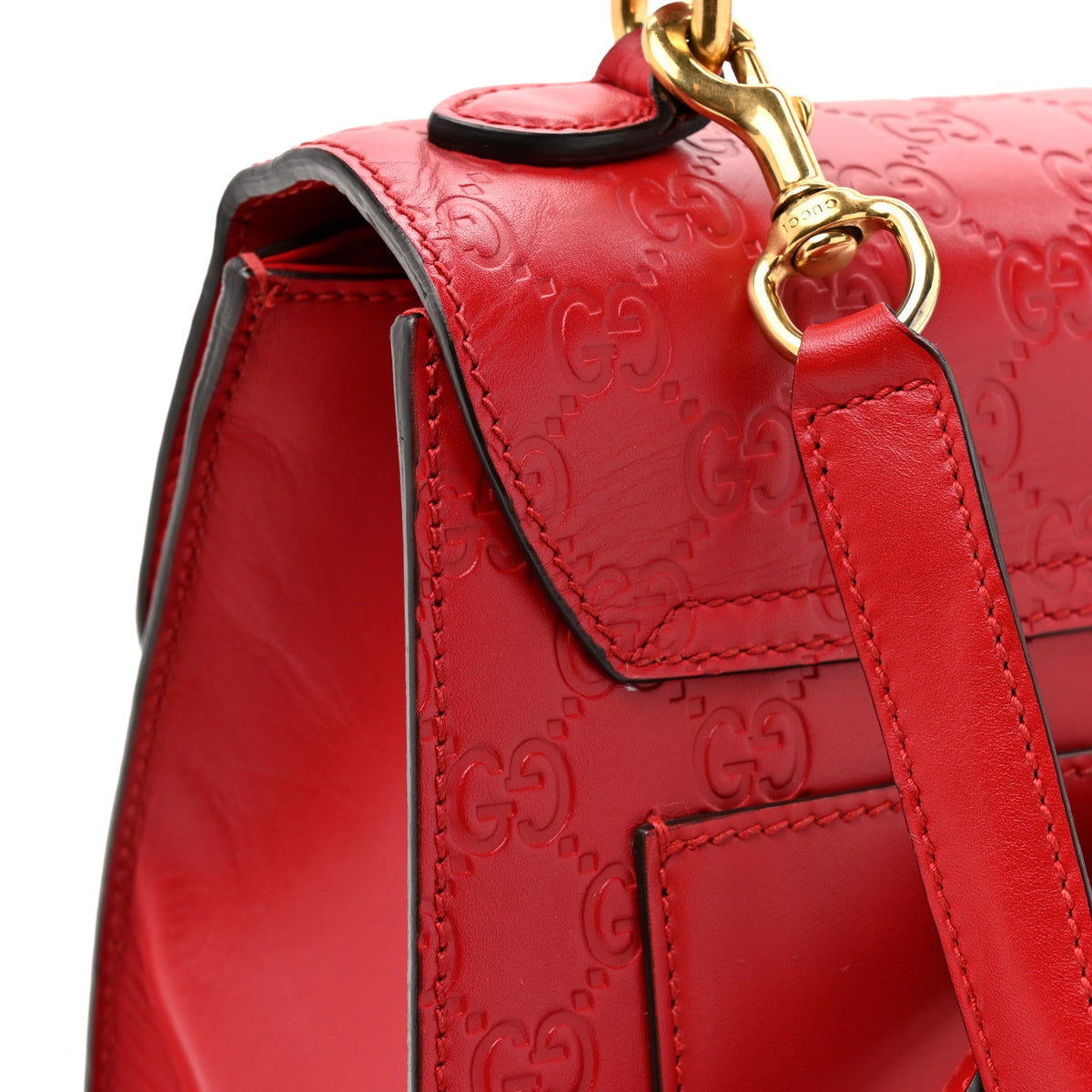 Guccissima Signature Small Padlock Top Handle Bag Hibiscus Red product image 16, provided for visual reference and product