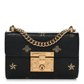 Grained Calfskin Bee Star Small Padlock Shoulder Bag Black product image 1, provided for visual reference and product detail