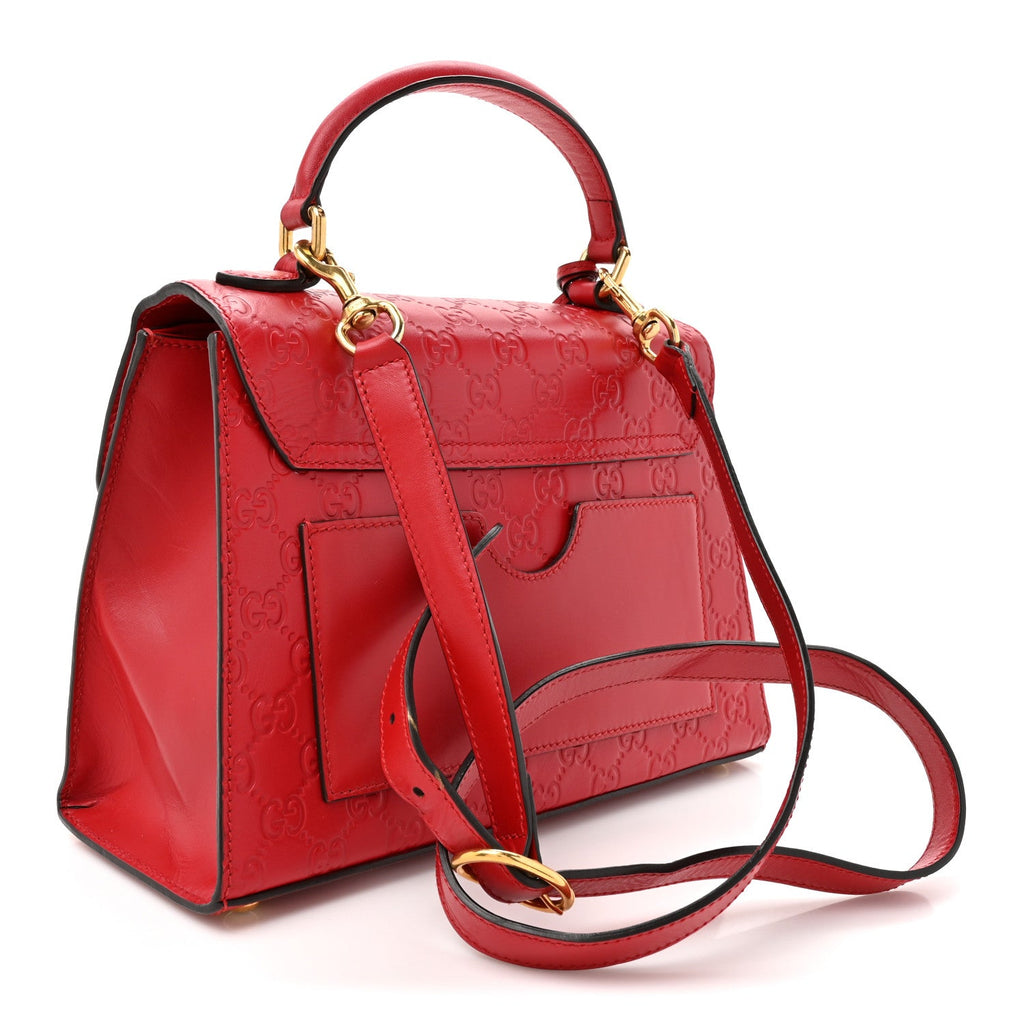 Guccissima Signature Small Padlock Top Handle Bag Hibiscus Red product image 3, provided for visual reference and product