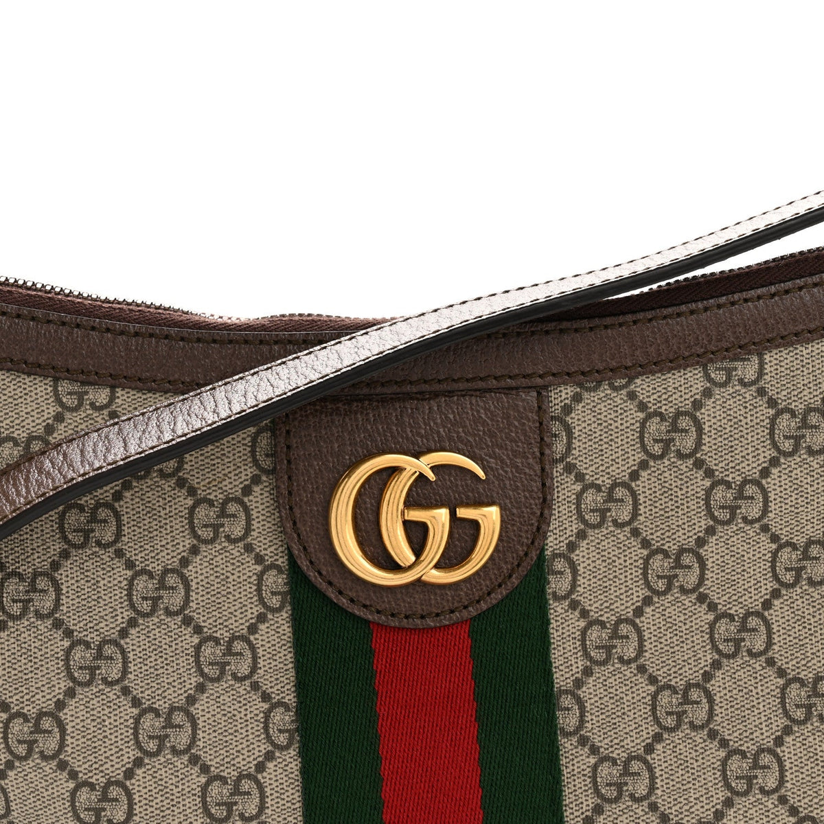 GG Supreme Monogram Web Small Ophidia Half Moon Hobo Brown product image 8, provided for visual reference and product detail