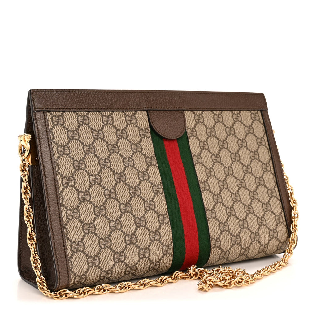 GG Supreme Monogram Web Medium Ophidia Chain Shoulder Bag Brown product image 3, provided for visual reference and product