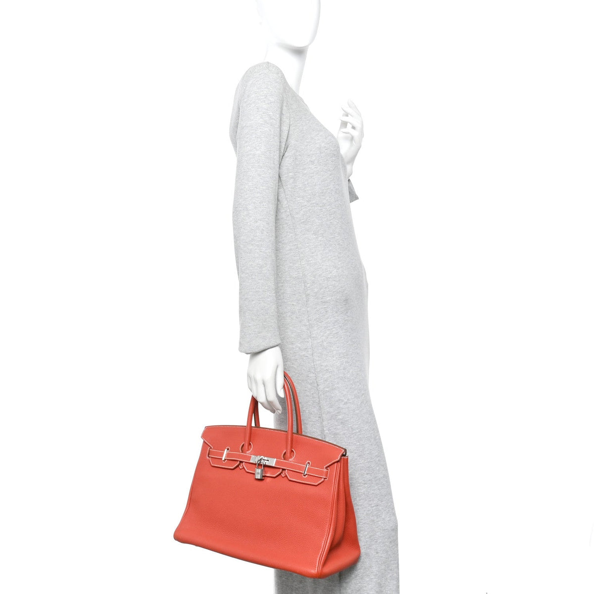Taurillon Clemence Eclat Birkin 35 Sanguine White product image 2, provided for visual reference and product detail review