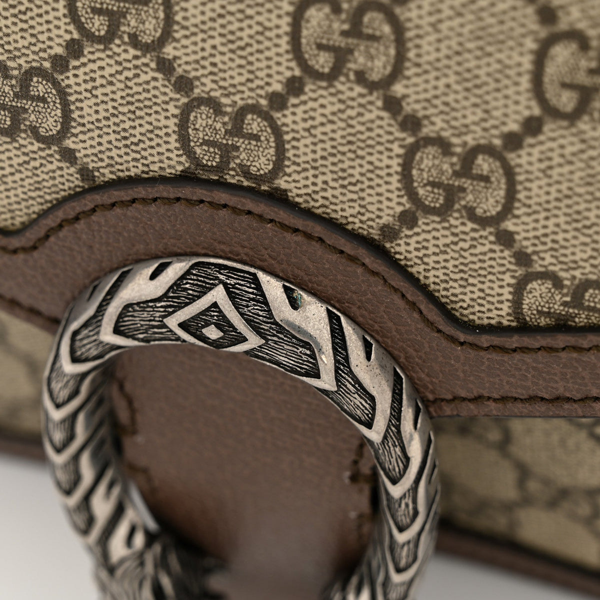 GG Supreme Monogram Textured Dollar Calfskin Top Handle Dionysus Shoulder Bag Beige Ebony New Acero product image 11,