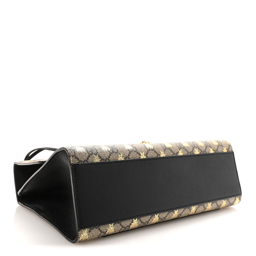 GG Supreme Monogram Bees Medium Padlock Shoulder Bag Beige Oro Black product image 4, provided for visual reference and
