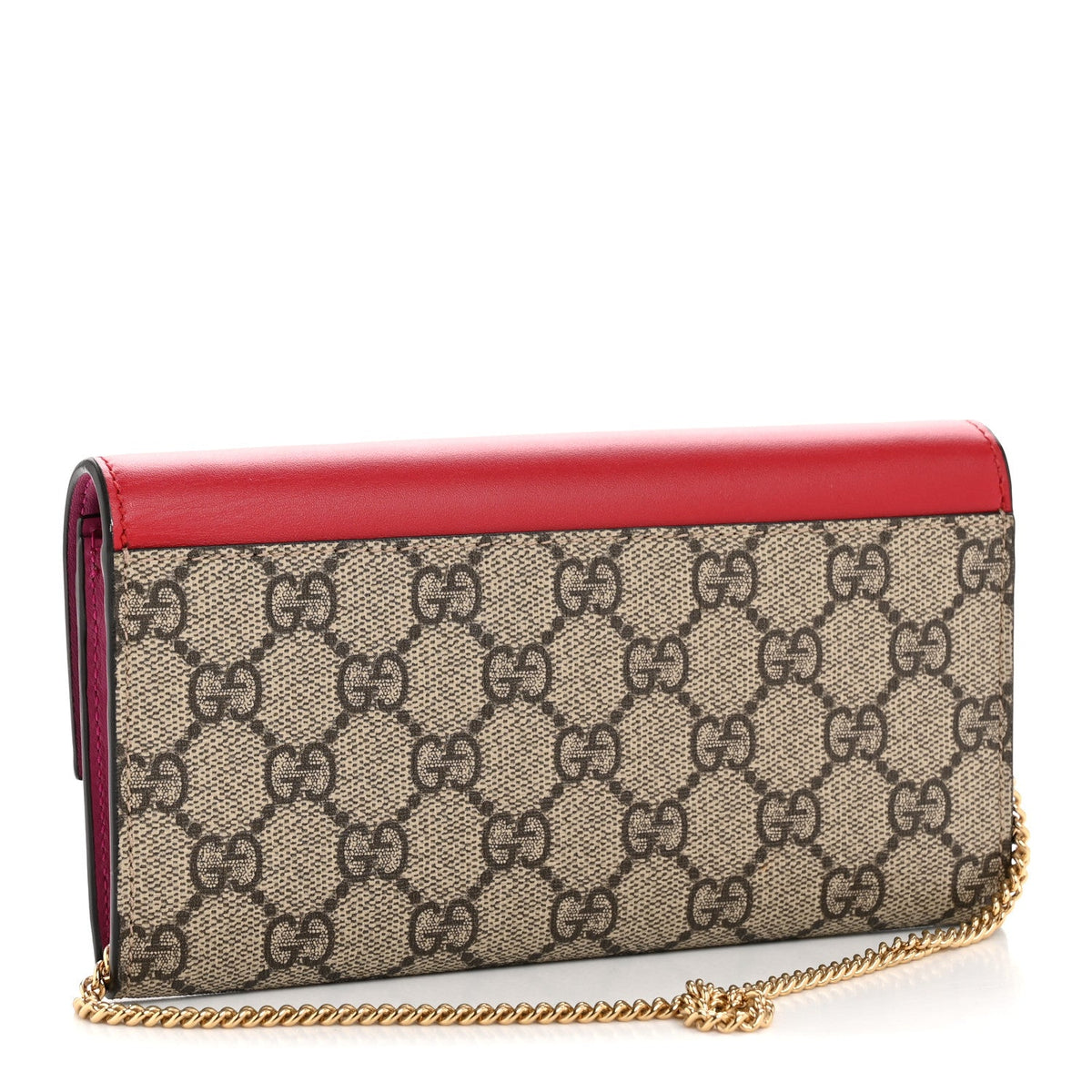 GG Supreme Monogram Moon Calfskin Padlock Continental Chain Wallet Beige Ebony Hibiscus Red New Rosette product image 3,