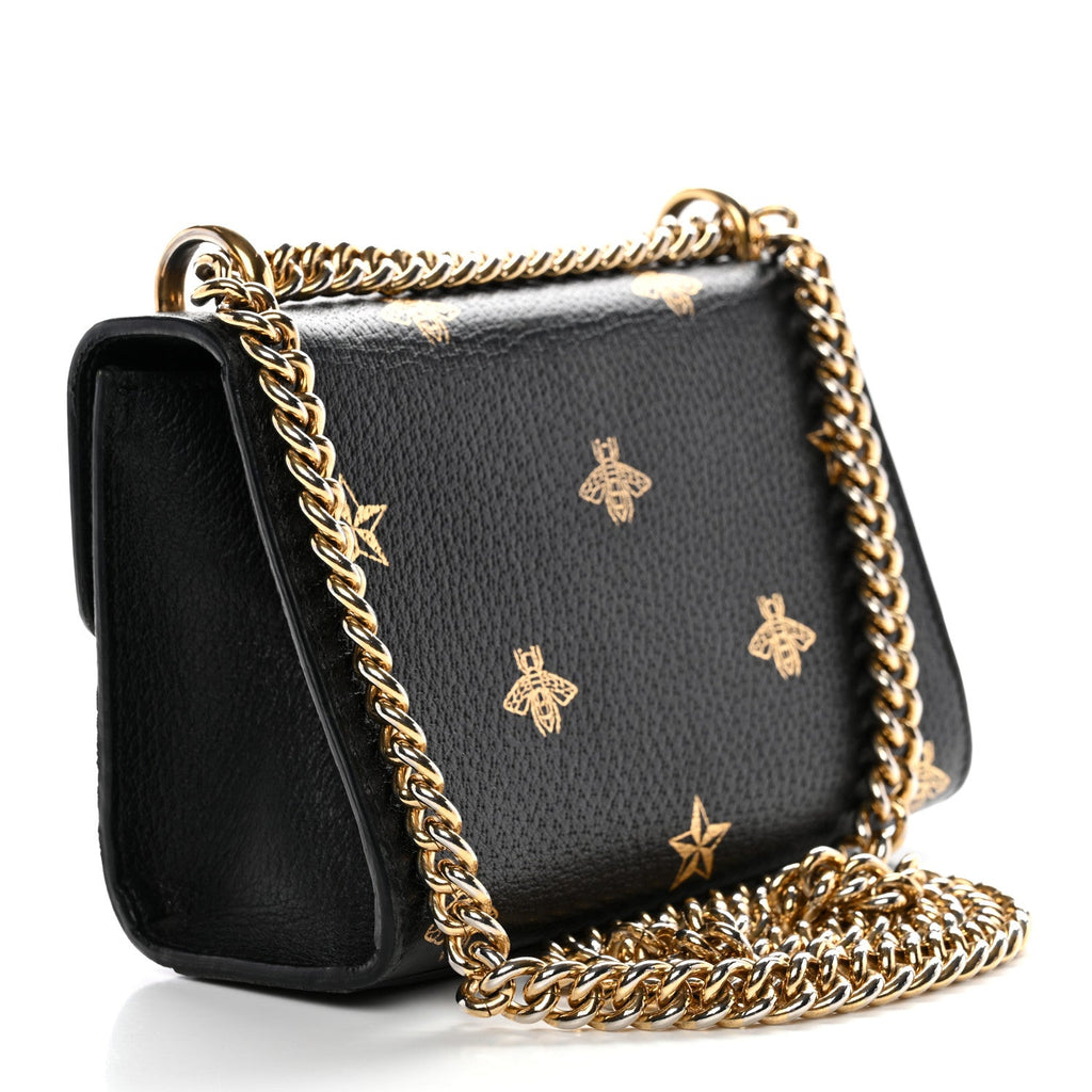 Grained Calfskin Bee Star Small Padlock Shoulder Bag Black product image 3, provided for visual reference and product detail