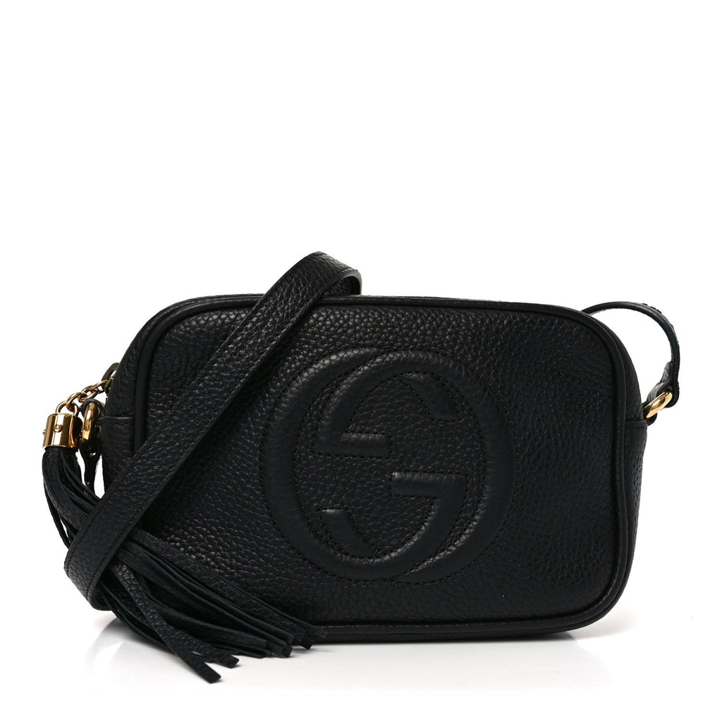 Pebbled Calfskin Small Soho Disco Bag Black product image 1, provided for visual reference and product detail review