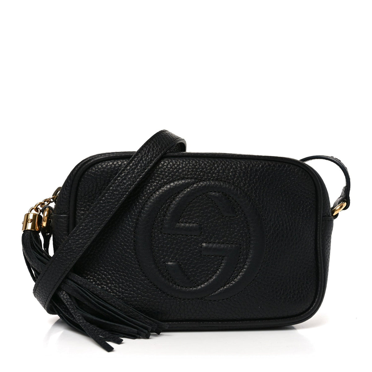 Pebbled Calfskin Small Soho Disco Bag Black product image 1, provided for visual reference and product detail review