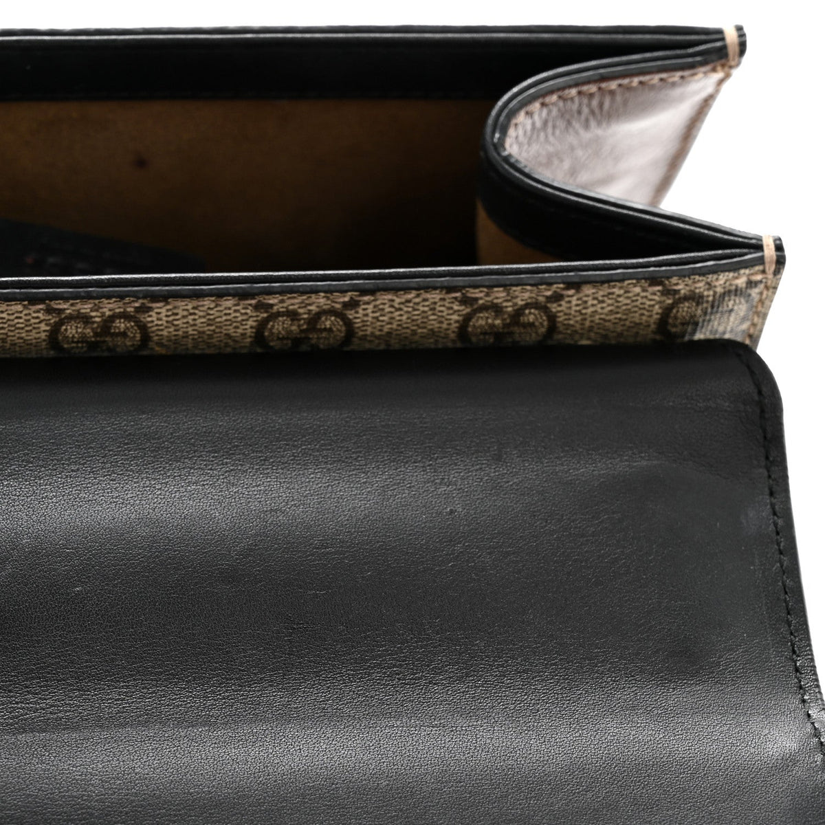 GG Supreme Monogram Calfskin Small Padlock Shoulder Bag Beige Black Cuir product image 12, provided for visual reference and