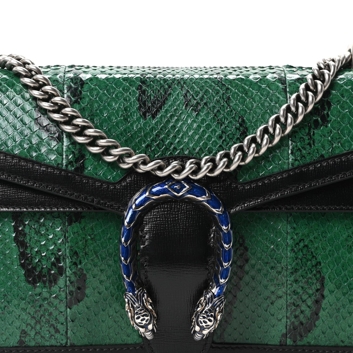 Snakeskin Enamel Small Dionysus Shoulder Bag Green product image 8, provided for visual reference and product detail review