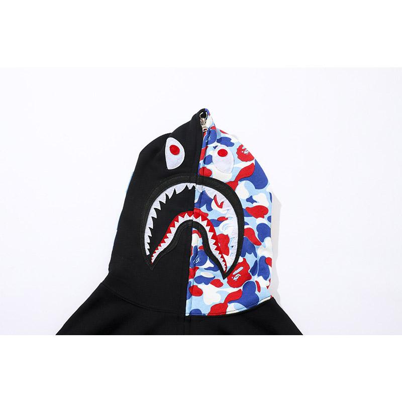 Bathing Ape Hoodie Printed Head Embroidered Green Camouflage Stitching Zipper Sweater Coat Men Hip Hop product image 4,