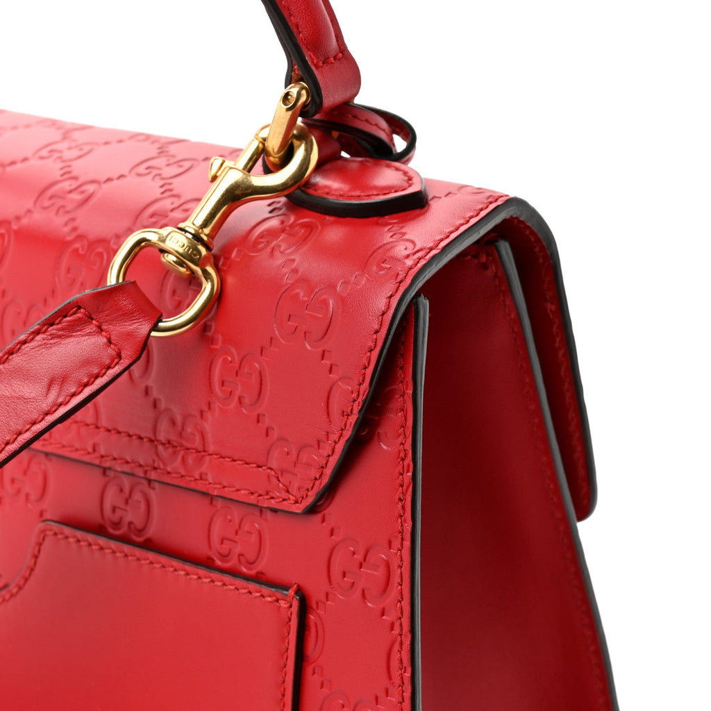 Guccissima Signature Small Padlock Top Handle Bag Hibiscus Red product image 17, provided for visual reference and product