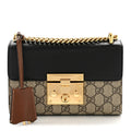 GG Supreme Monogram Calfskin Small Padlock Shoulder Bag Beige Black Cuir product image 1, provided for visual reference and