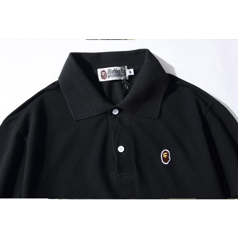 Bathing Ape T-Shirt Solid Color Casual Embroidered Short-Sleeved Polo Shirt product image 6, provided for visual reference