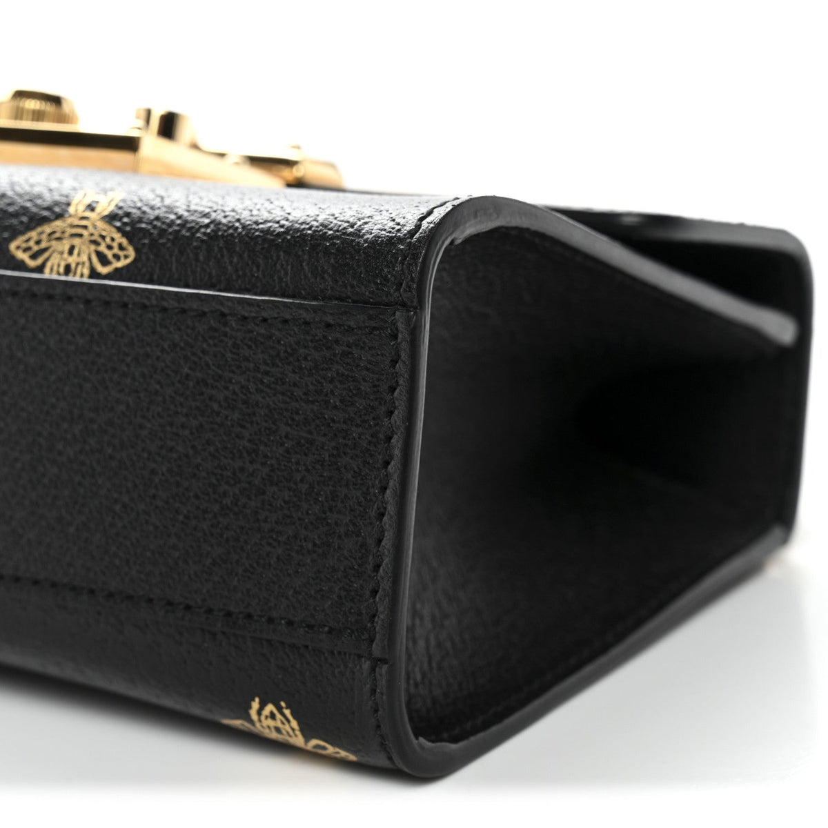 Grained Calfskin Bee Star Small Padlock Shoulder Bag Black product image 10, provided for visual reference and product