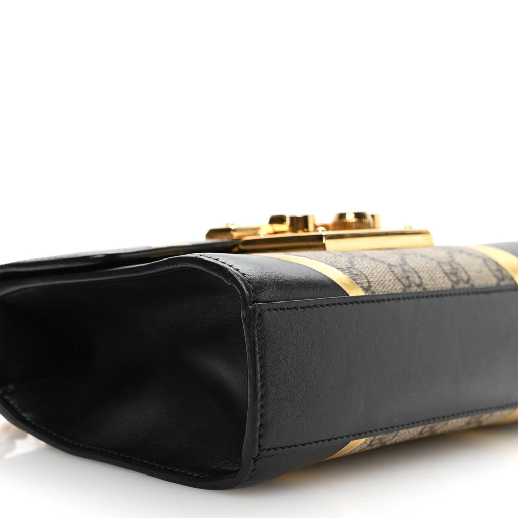Calfskin GG Supreme Monogram Small Padlock Shoulder Bag Black Gold product image 9, provided for visual reference and