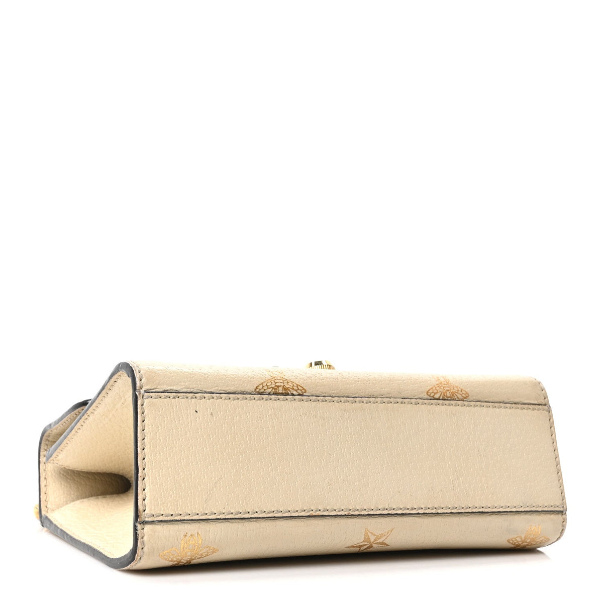 Grained Calfskin Bee Star Small Padlock Shoulder Bag White product image 4, provided for visual reference and product detail