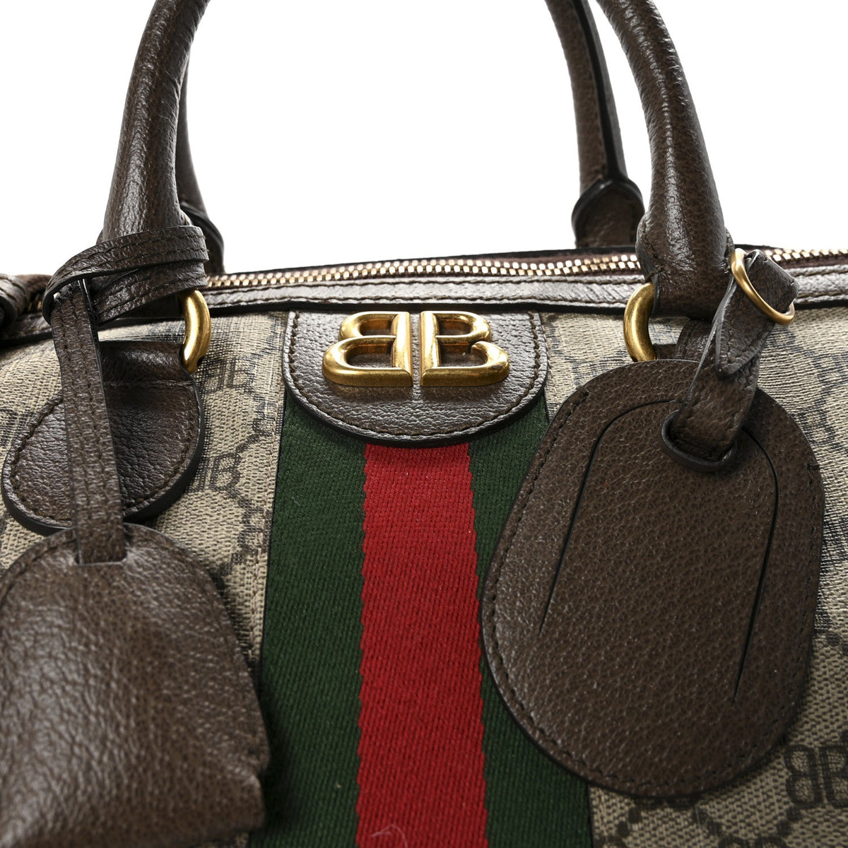 X BALENCIAGA BB Supreme Monogram Web Medium Ophidia Carry-On Duffle Bag Beige New Acero product image 7, provided for visual
