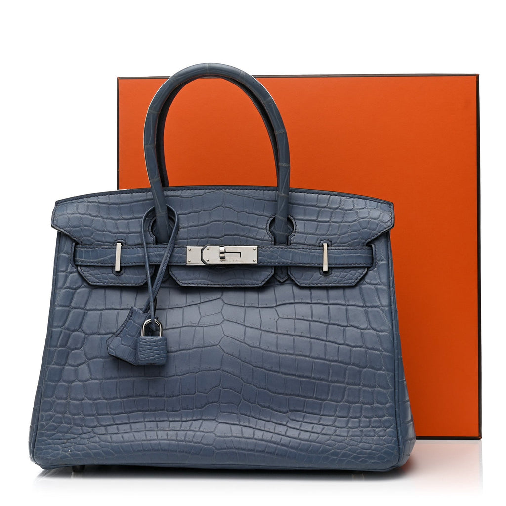 Matte Porosus Crocodile Birkin 30 Bleu Brighton product image 44, provided for visual reference and product detail review
