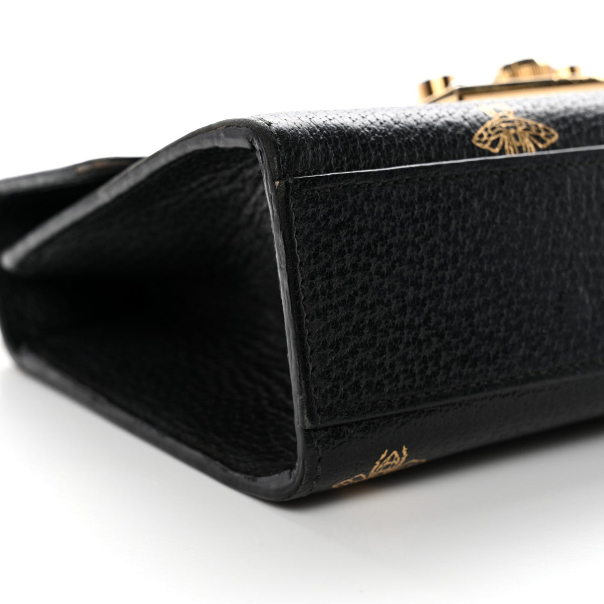 Grained Calfskin Bee Star Small Padlock Shoulder Bag Black product image 9, provided for visual reference and product detail