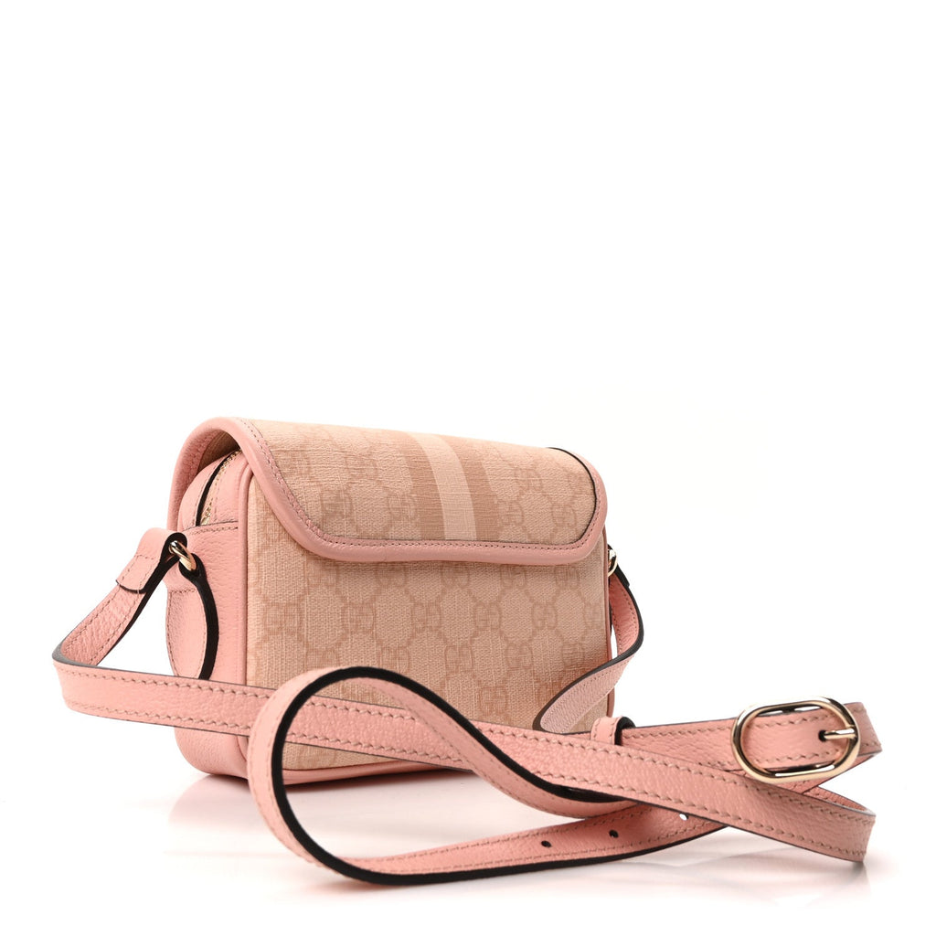 GG Supreme Monogram Textured Dollar Calfskin Mini Ophidia Flap Shoulder Bag Rose Pink product image 3, provided for visual