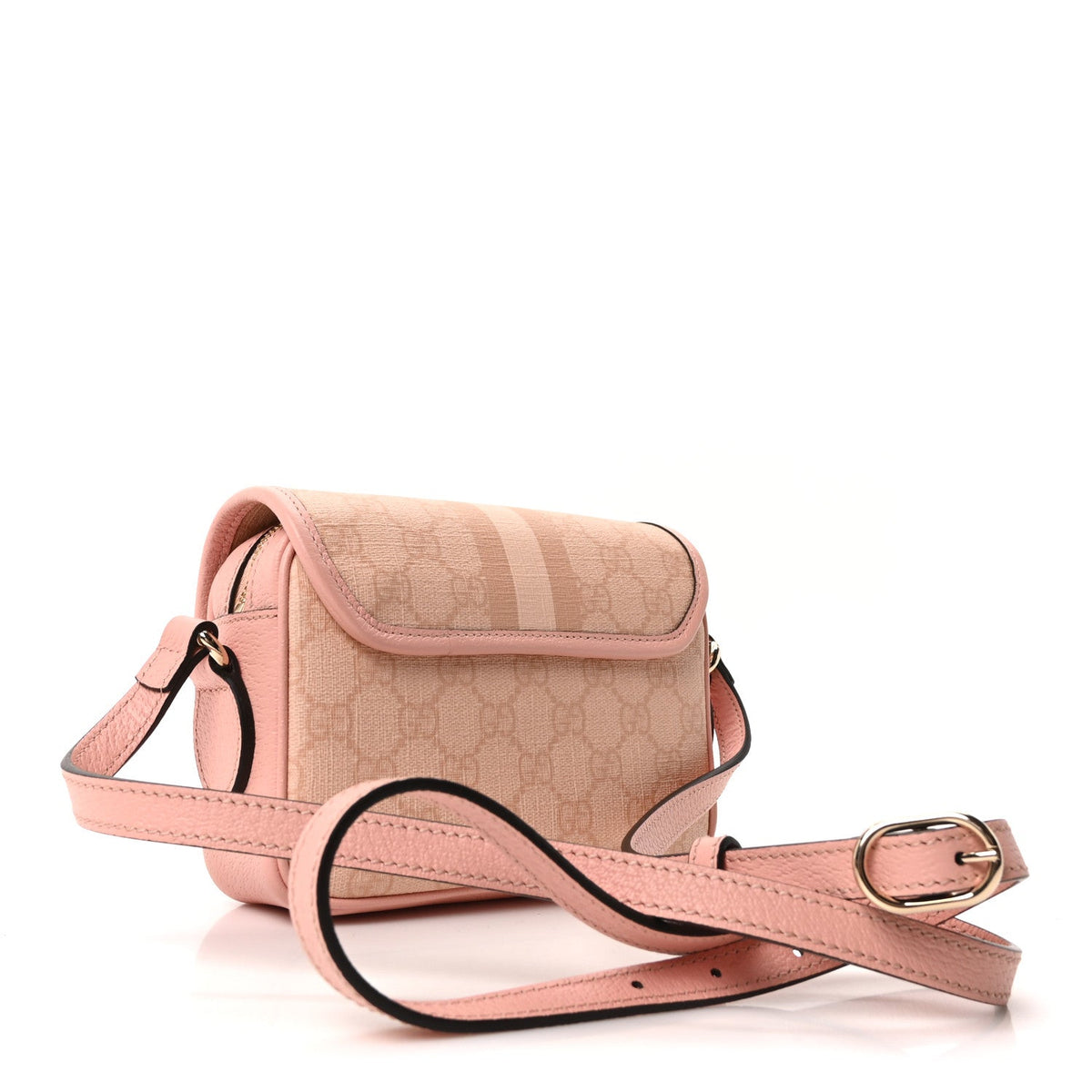 GG Supreme Monogram Textured Dollar Calfskin Mini Ophidia Flap Shoulder Bag Rose Pink product image 3, provided for visual