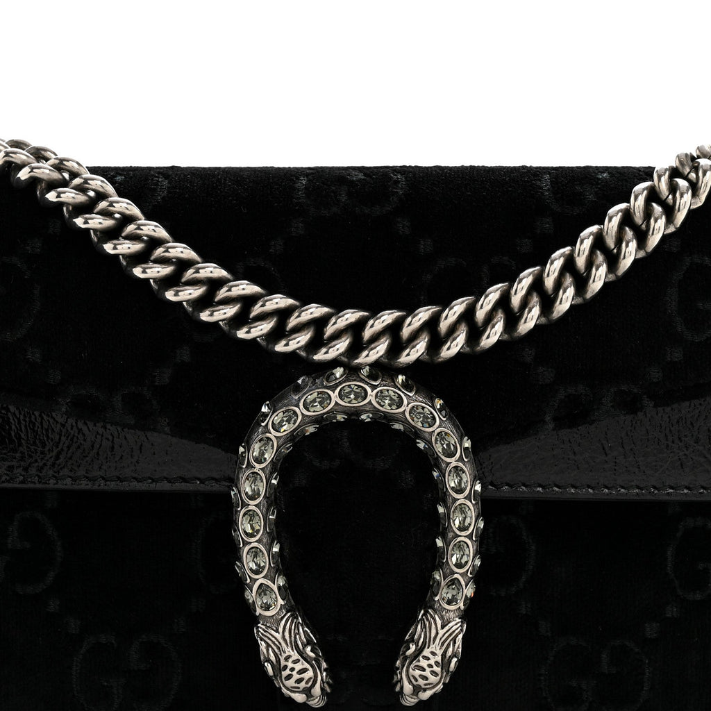 Velvet Skipper Crystal GG Monogram Small Dionysus Shoulder Bag Black Black Diamond product image 8, provided for visual