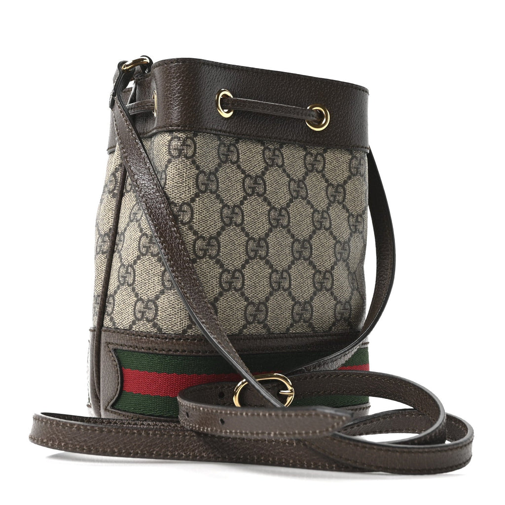 GG Supreme Monogram Web Mini Ophidia Bucket Bag Brown product image 3, provided for visual reference and product detail