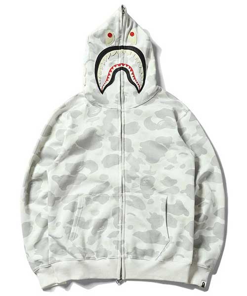 Bathing Ape Black and White Luminous Shark Coat High Quality Looped Fabric Hooded Shark Sweater product image 4, provided