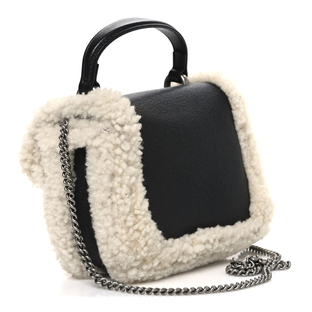 Sakai Be Green Calfskin Shearling Mini Dionysus Top Handle Bag Black product image 3, provided for visual reference and