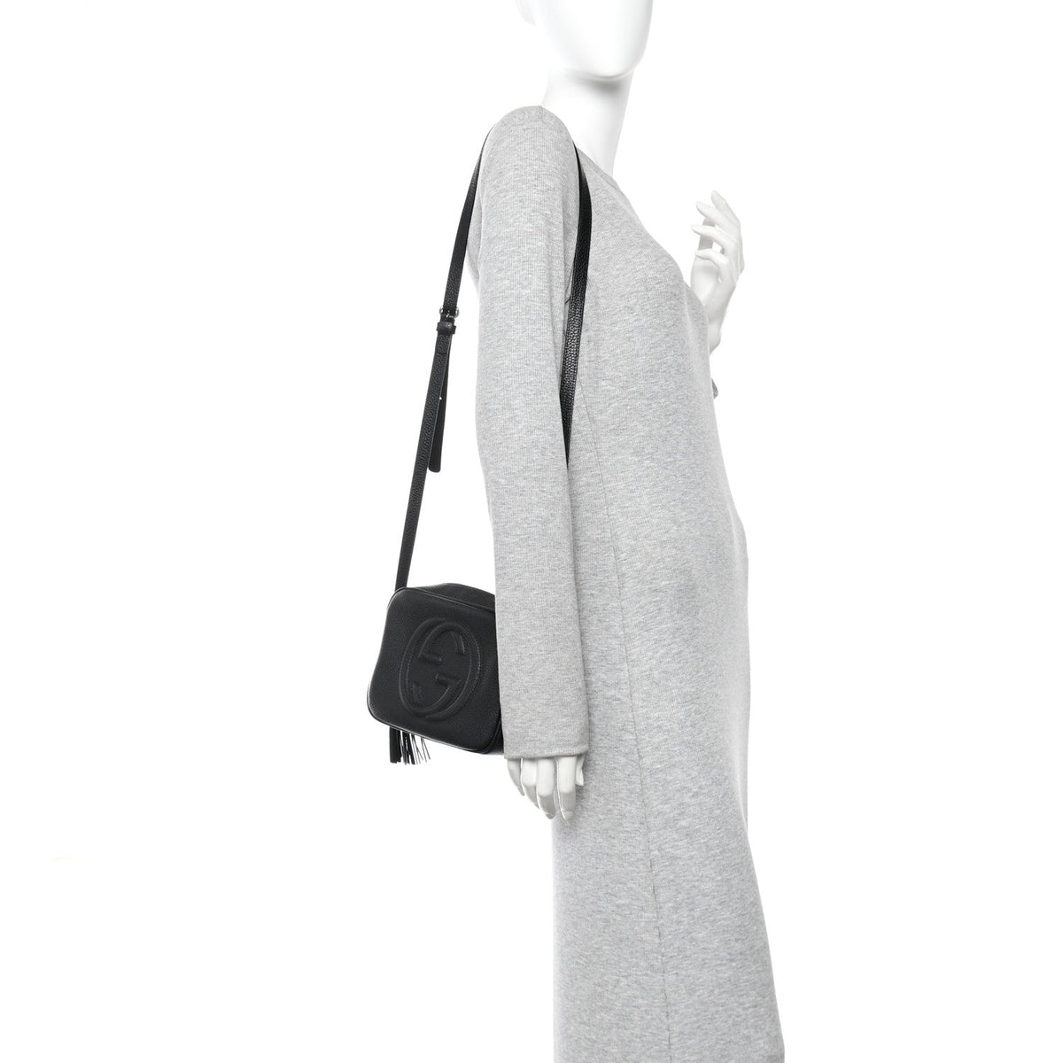 Pebbled Calfskin Small Soho Disco Bag Black product image 2, provided for visual reference and product detail review