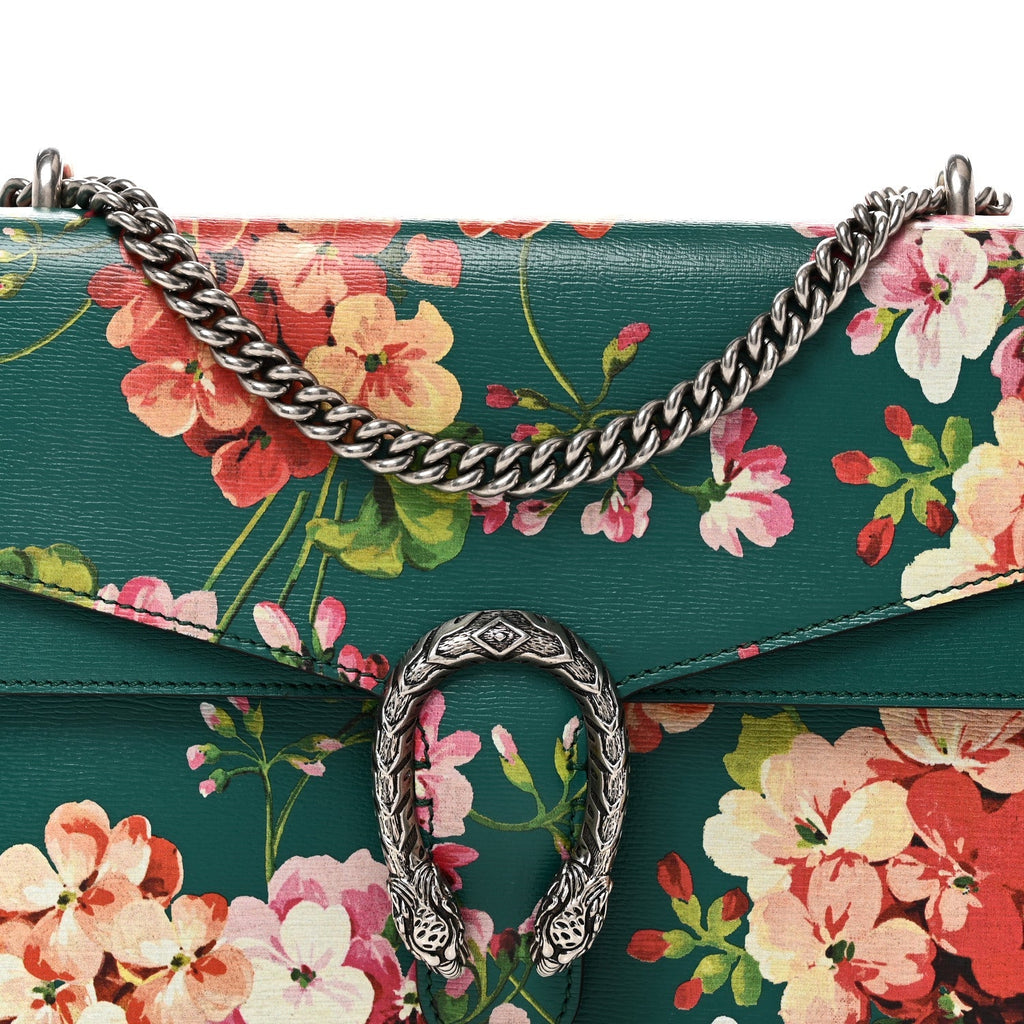 Calfskin Blooms Print Medium Dionysus Shoulder Bag Bright Emerald Multicolor product image 8, provided for visual reference