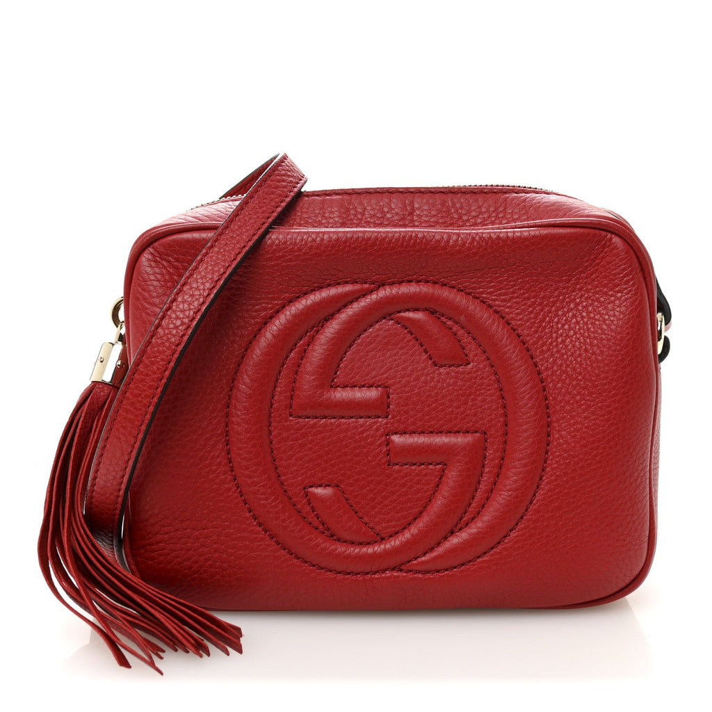 Pebbled Calfskin Small Soho Disco Bag Tabasco Red product image 1, provided for visual reference and product detail review