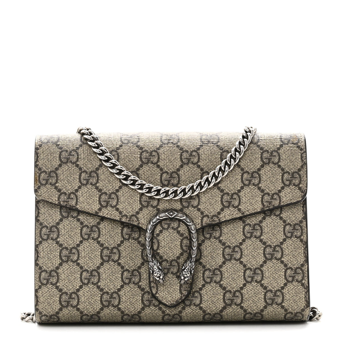 GG Supreme Monogram Mini Dionysus Chain Wallet Beige Taupe product image 1, provided for visual reference and product detail