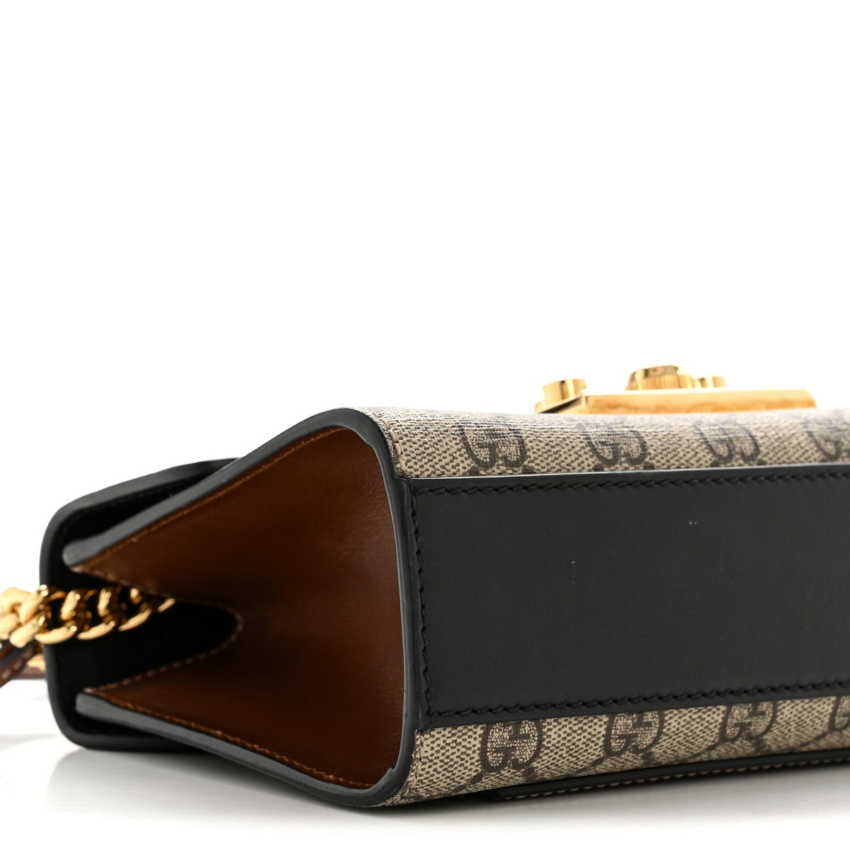 GG Supreme Monogram Calfskin Small Padlock Shoulder Bag Beige Black Cuir product image 9, provided for visual reference and